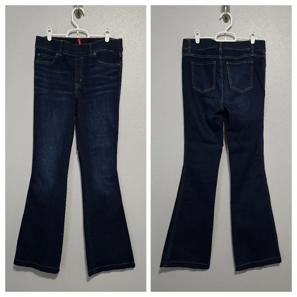 Spanx Flared Pull On Demin Stretch Jeans Midnight Shade 32" Inseam - Picture 2 of 9